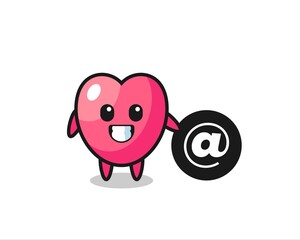 Cartoon Illustration of heart symbol standing beside the At symbol