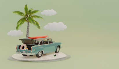 3d illustration beach vacation concept