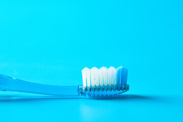 Blue color toothbrush, basic oral hygiene instrument for keep teeth and gums healthy