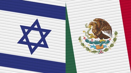 Mexico and Israel Two Half Flags Together Fabric Texture Illustration