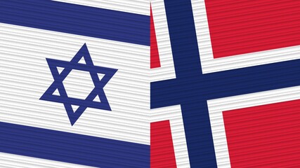 Norway and Israel Two Half Flags Together Fabric Texture Illustration