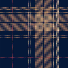 Dark Plaid check texture and patten in teal brown, aqua, white and amaranth purple. Seamless fabric texture print and Check fabric pattern, texture of natural fabric background copy space.eps © Paradox-D