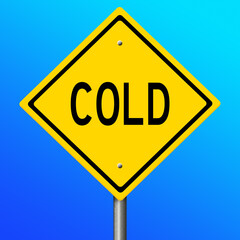 Rendering of a yellow warning sign COLD