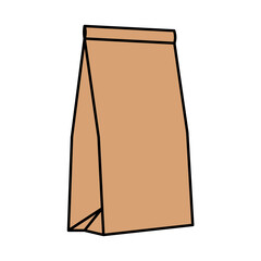 Paper bag for food. Doodle style icon.