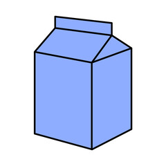 Package of milk, juice. Doodle style icon.