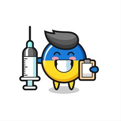 Mascot Illustration of ukraine flag badge as a doctor