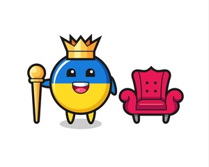 Mascot cartoon of ukraine flag badge as a king