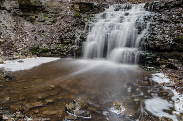 Obraz premium Long exposure Virsaisu waterfall, Latvia.