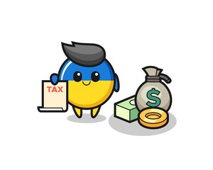 Character cartoon of ukraine flag badge as a accountant