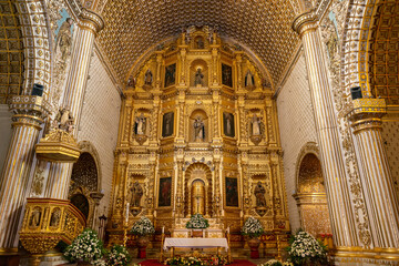 Fototapeta na wymiar Detail of the interior of the Santo Domingo de Guzman Church, in the city of Oaxaca de Juarez, Mexico.