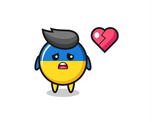 ukraine flag badge cartoon illustration is broken heart