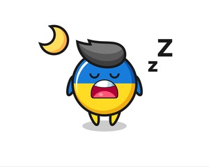 ukraine flag badge character illustration sleeping at night