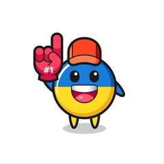 ukraine flag badge illustration cartoon with number 1 fans glove