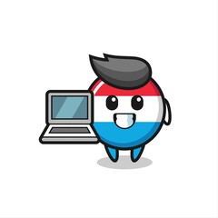 Mascot Illustration of luxembourg flag badge with a laptop