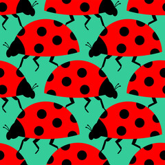 Ladybug pattern seamless. Red small bug background. beetle vector texture