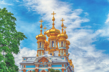Golden domes of the Catherine Palace in St. Petersburg