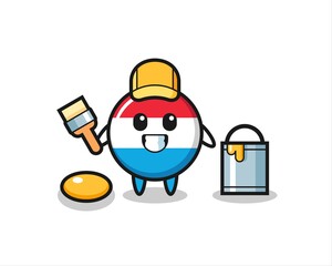 Character Illustration of luxembourg flag badge as a painter