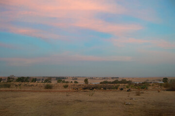 Sunset over South African Farm land.