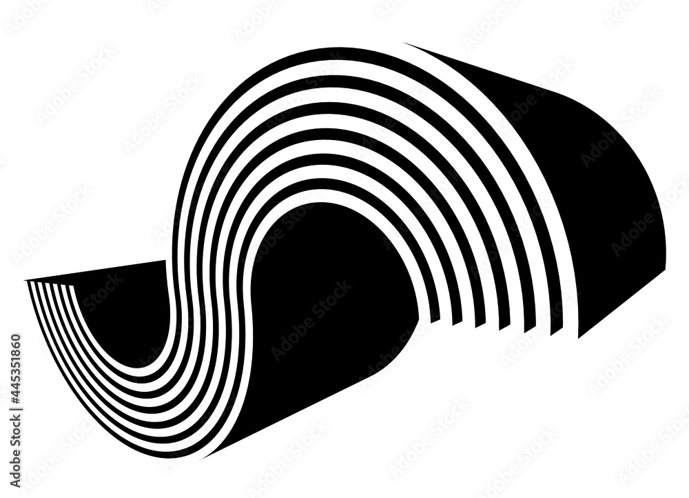 Poster abstract striped pattern of parallel curved lines. trendy black and white design element. vector bac