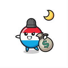 Illustration of luxembourg flag badge cartoon is stolen the money