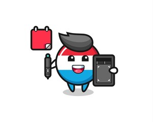 Illustration of luxembourg flag badge mascot as a graphic designer