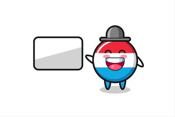 Fototapeta premium luxembourg flag badge cartoon illustration doing a presentation