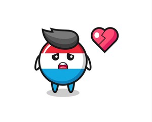 luxembourg flag badge cartoon illustration is broken heart