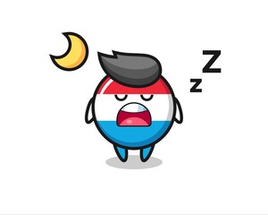 luxembourg flag badge character illustration sleeping at night