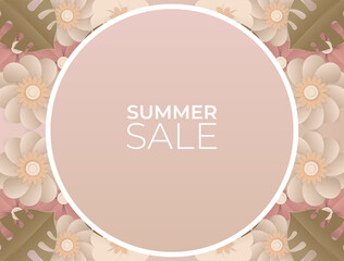 Artistic painted backgrounds illustration with 3d realistic flower floral leaves. Abstract Summertime backgrounds,Template for your design, sales, social media,web. Vector illustration.