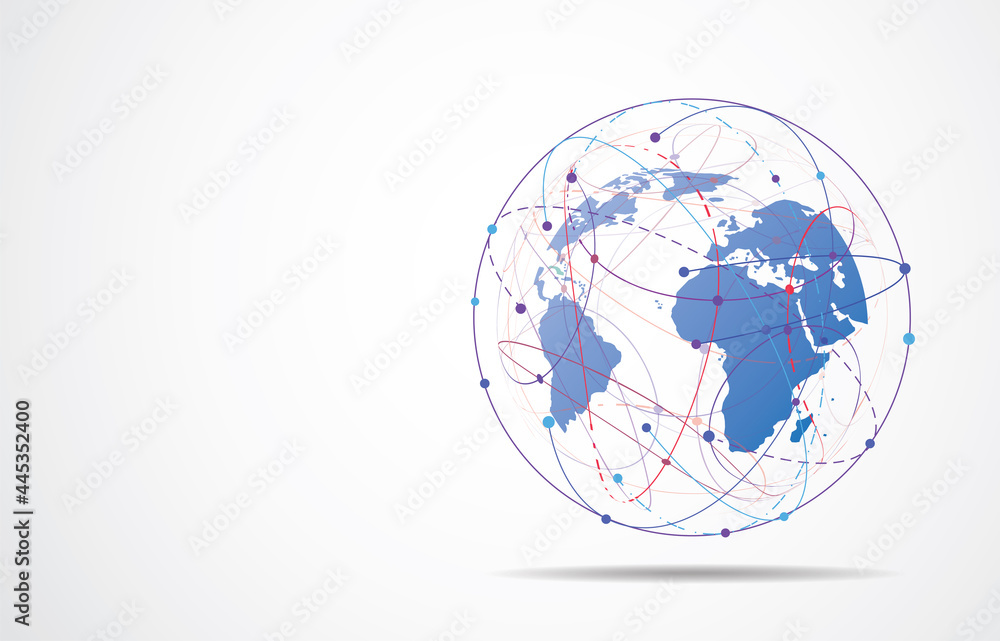 Poster global network connection. world map point and line composition concept of global business. vector i