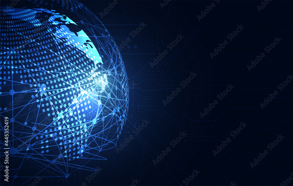 Poster global network connection. world map point and line composition concept of global business. vector i