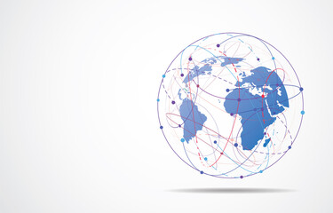 Global network connection. World map point and line composition concept of global business. Vector Illustration