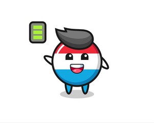 luxembourg flag badge mascot character with energetic gesture