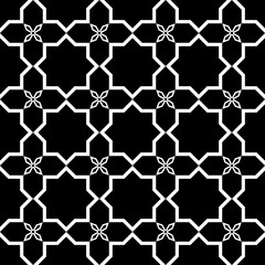 Naklejka premium Abstract geometric seamless pattern. Design for fabric, wallpaper, background, clothing. Black and white vector background.