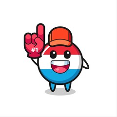 luxembourg flag badge illustration cartoon with number 1 fans glove