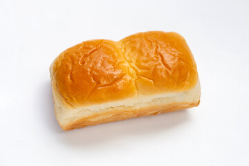 Soft bread on white background.