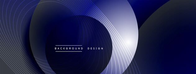 Gradient circles with shadows. Vector techno abstract background. Modern overlapping forms wallpaper background, design template