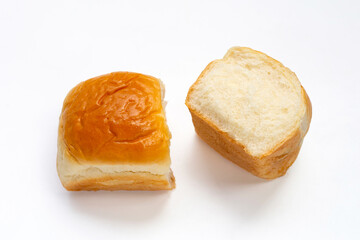 Soft bread on white background.