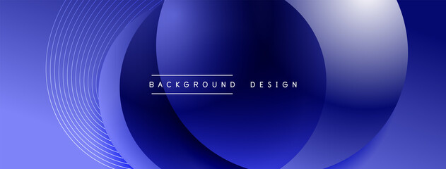 Gradient circles with shadows. Vector techno abstract background. Modern overlapping forms wallpaper background, design template