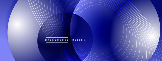 Gradient circles with shadows. Vector techno abstract background. Modern overlapping forms wallpaper background, design template