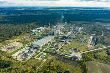 A factory in the middle of the forest. Environmental protection