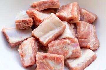 Raw pork ribs isolated on white background