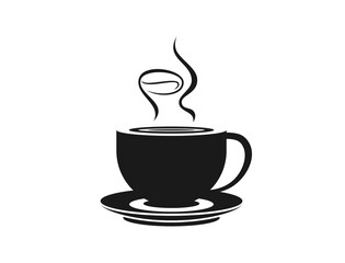 Coffee cup logo with coffee bean shaped aroma