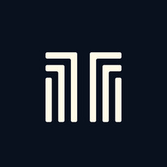 Letter T logo.Typographic icon.Lettering sign isolated on dark background.Alphabet initial.Modern, design, geometric, minimalist style.