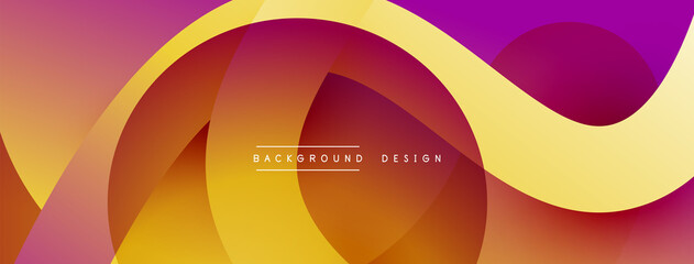 Abstract overlapping lines and circles geometric background with gradient colors