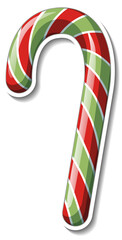 Candy cane sticker on white background