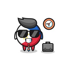 Cartoon mascot of philippines flag badge as a businessman