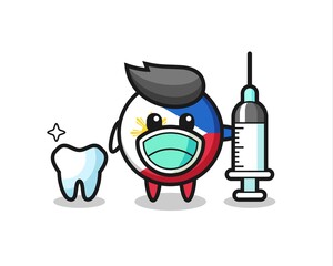 Mascot character of philippines flag badge as a dentist