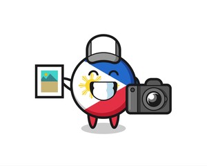 Character Illustration of philippines flag badge as a photographer