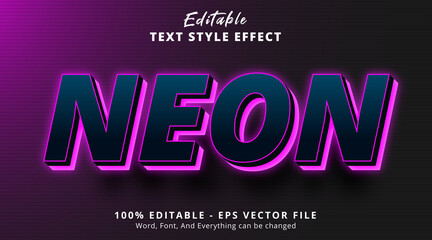 Editable text effect, Purple light neon aura text style effect
